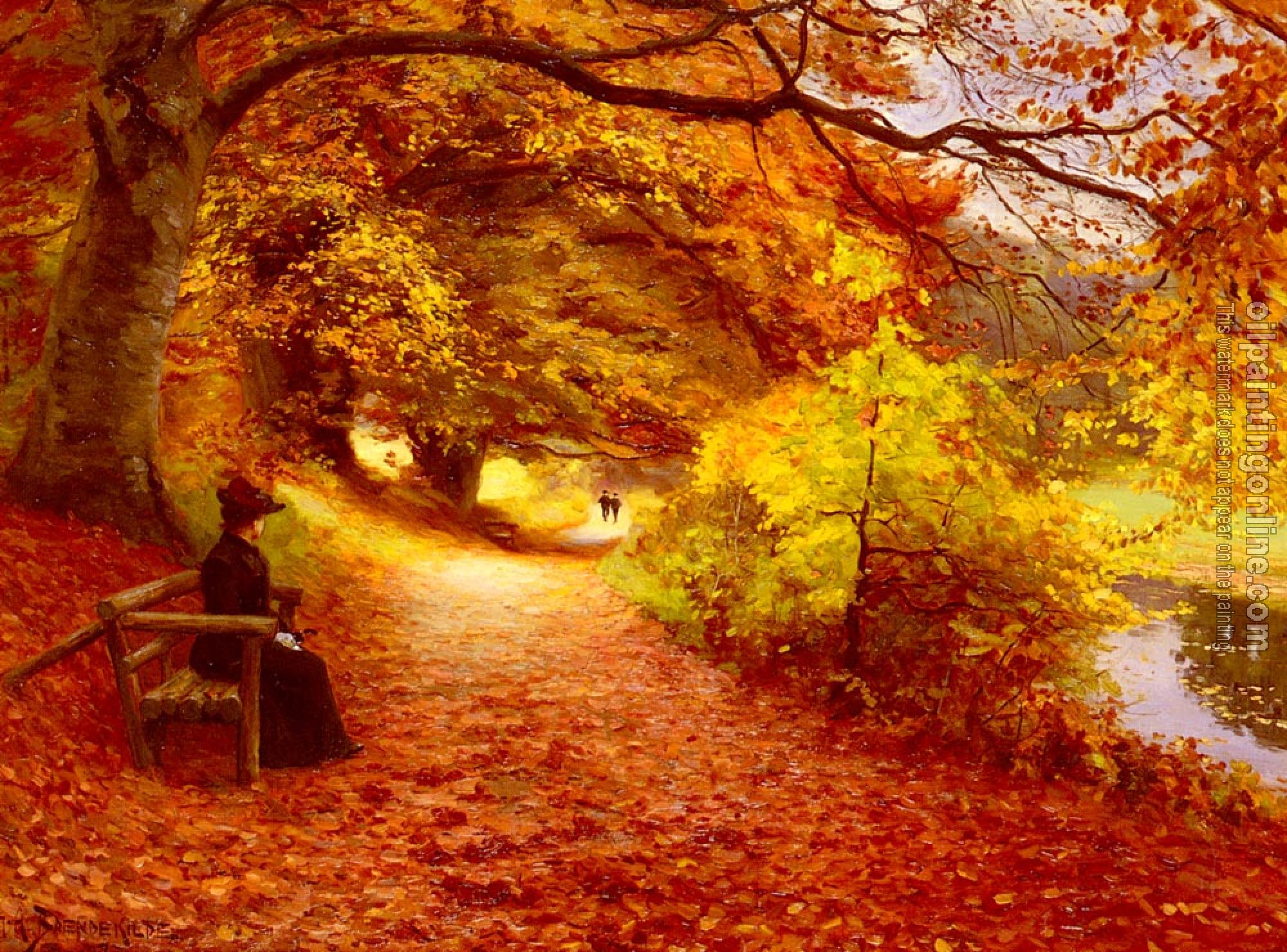 Brendekilde, Hans Anderson - A Wooded Path In Autumn